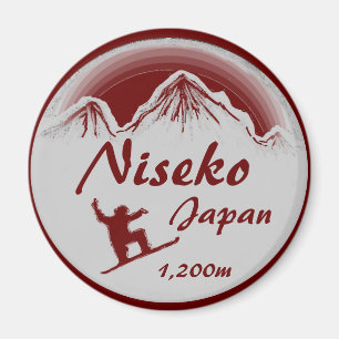 Niseko Japan red snowboard art souvenir magnet