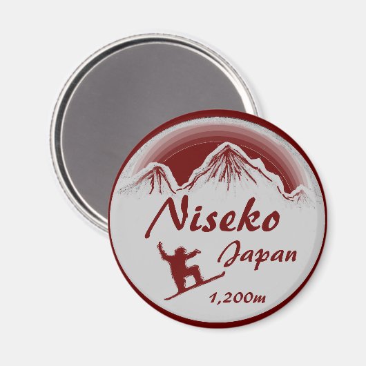 Niseko Japan rode snowboard kunst souvenir magneet (Voorkant / Achterkant)