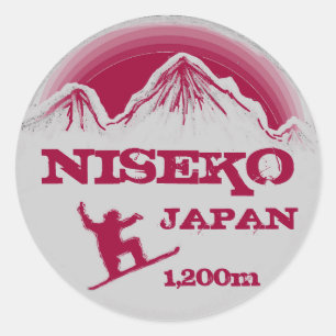 Niseko Japan roze snowboard kunst souvenir sticker