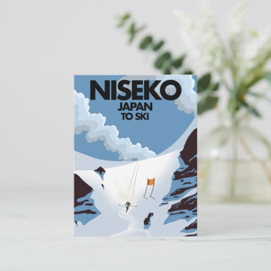 Niseko Japan ski print Briefkaart (Staand voorkant)