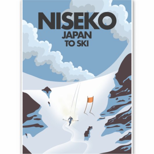 Niseko Japan ski print Sticker (Voorkant)