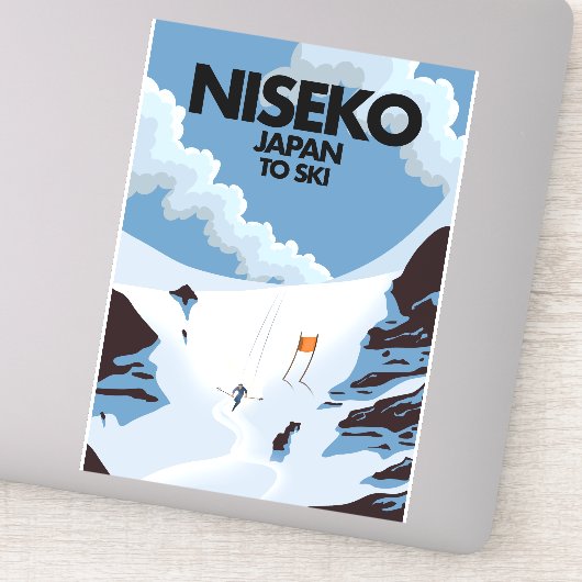 Niseko Japan ski print Sticker (Detail)
