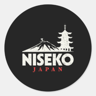Niseko Japan Ski Resort Retro Skiën Snowboarden Ronde Sticker