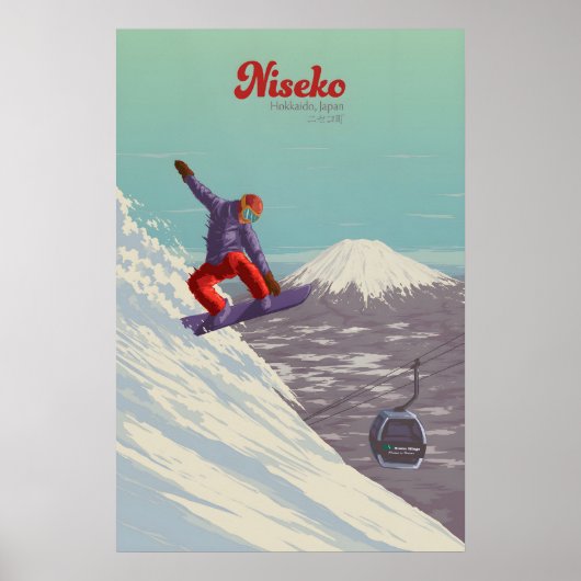 Niseko Japan Snowboarden Reisposter Poster (Voorkant)