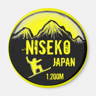 Niseko Japan yellow snowboard art souvenir magnet