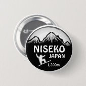Niseko Japan zwarte witte sneeuwboardknop Ronde Button 5,7 Cm (Voorkant /achterkant)