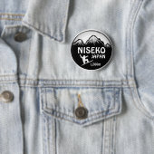 Niseko Japan zwarte witte sneeuwboardknop Ronde Button 5,7 Cm (In situ)