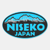 Niseko japans blauw ovale stickers (Voorkant)