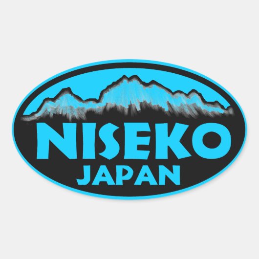 Niseko japans blauw ovale stickers (Voorkant)