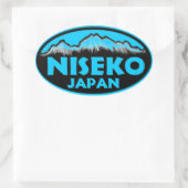 Niseko japans blauw ovale stickers (Tas)