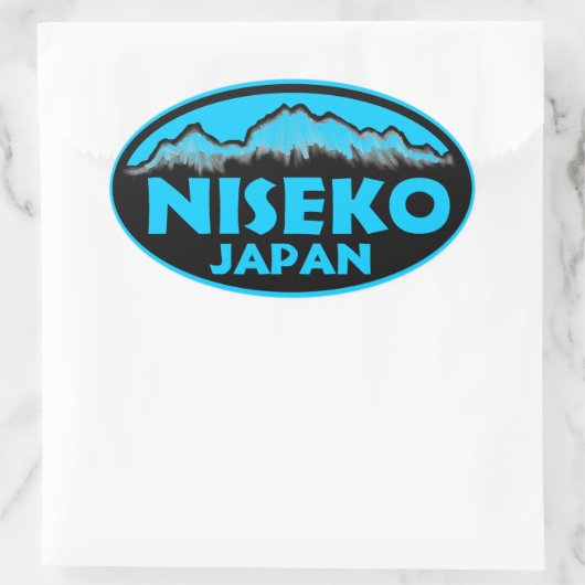 Niseko japans blauw ovale stickers (Tas)