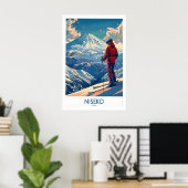 Niseko-wandkunstprint - Skiposter Japan 1 Poster (Thuiskantoor)