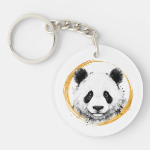 Nishiki Serie - Goud Sumi-e Starende Panda Sleutelhanger