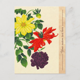 Nishimura Hodo Dahlias oosterse japanesbloemen Briefkaart