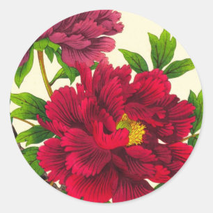 Nishimura Hodo Peony japanese bloemen fijne kunst Ronde Sticker
