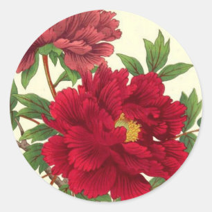 Nishimura Hodo Peony Japanse Flowers Fine Art Ronde Sticker