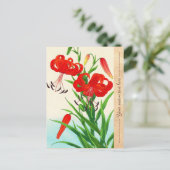 Nishimura Hodo Tiger Lilies shin hanga bloemen Briefkaart (Staand voorkant)