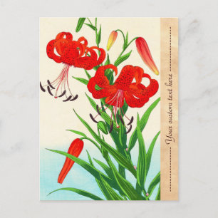 Nishimura Hodo Tiger Lilies shin hanga bloemen Briefkaart