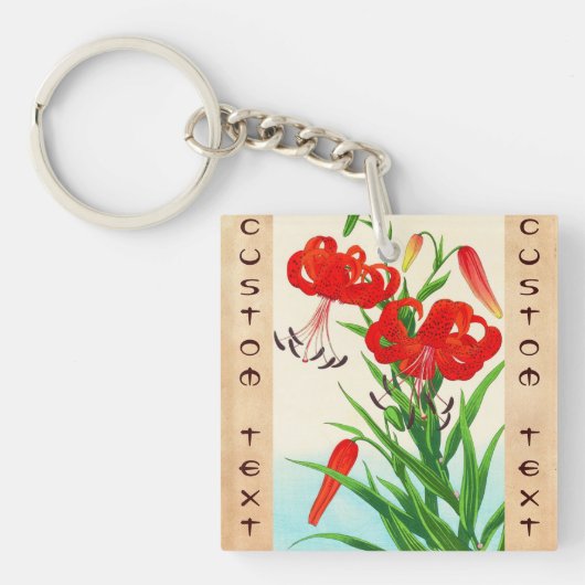 Nishimura Hodo Tiger Lilies shin hanga bloemen Sleutelhanger (Voorkant)