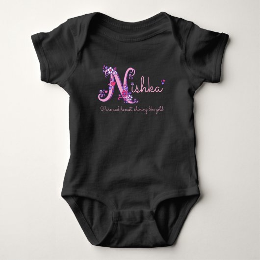 Nishka meisjes naam & betekenis N monogram kleding Romper (Voorkant)