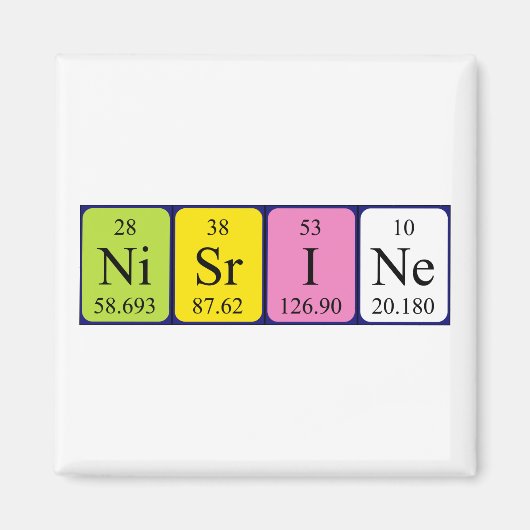 Nisrine periodieke table name magnet (Voorkant)