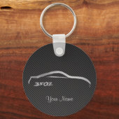 Nissan 350Z Brushstroke Logo w/ Faux koolstofvezel Sleutelhanger (Voorkant)