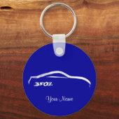 Nissan 350Z Witte Logo penseel op blauw Sleutelhanger (Voorkant)