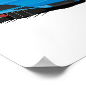 Nissan 370z blauw met witte velgen poster (Hoek)