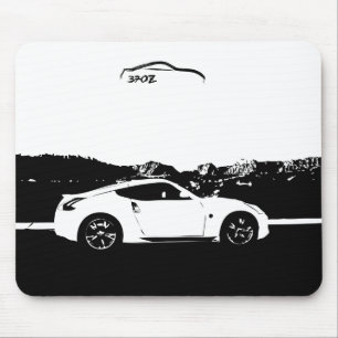 Nissan 370z Mousepad met Black Brush Stroke logo Muismat
