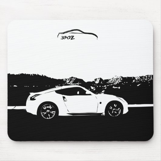 Nissan 370z Mousepad met Black Brush Stroke logo Muismat (Voorkant)