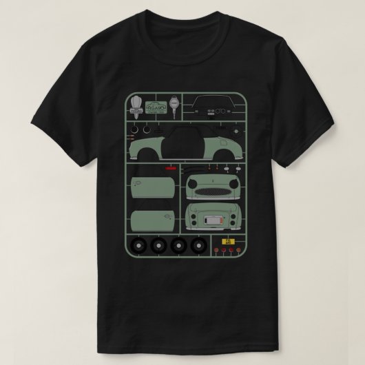 Nissan Figaro in Emerald Green Plastic Model Kit - T-shirt (Design voorkant)