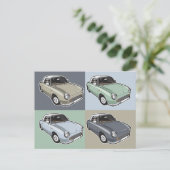 Nissan Figaro in vier kleuren Briefkaart (Staand voorkant)