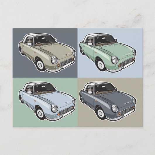 Nissan Figaro in vier kleuren Briefkaart (Voorkant)