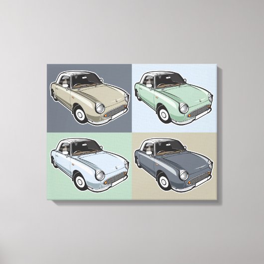 Nissan Figaro in vier kleuren Canvas Afdruk (Voorkant)