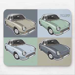 Nissan Figaro in vier kleuren Muismat