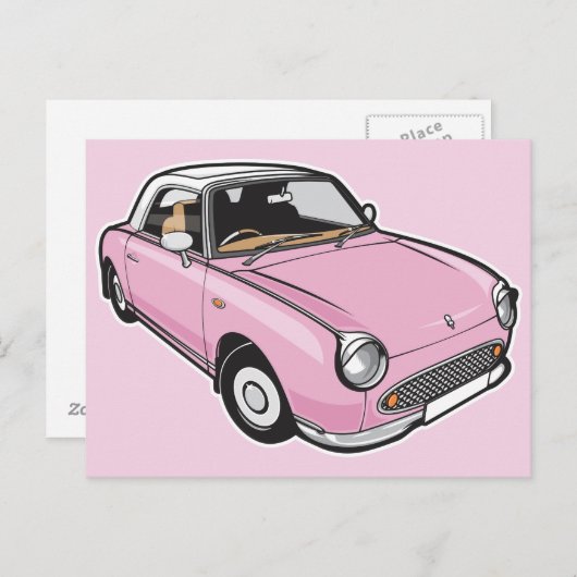 Nissan Figaro Pink Briefkaart (Voorkant / Achterkant)