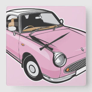 Nissan Figaro Pink Vierkante Klok