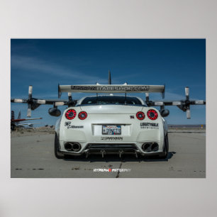 Nissan GT-R35 LibertyWalk Widebody with Plane Poster