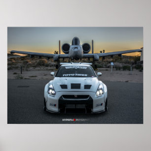 Nissan GT-R35 LibertyWalk Widebody with Plane Poster