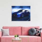 Nissan GT-R Blauwe Kwaliteit Canvas Afdruk (Insitu (Woonkamer))