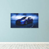 Nissan GT-R Blauwe Kwaliteit Canvas Afdruk (Insitu (Houten vloer))