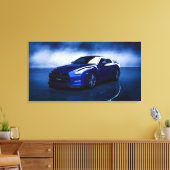 Nissan GT-R Blauwe Kwaliteit Canvas Afdruk (Insitu (Woonkamer))