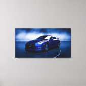 Nissan GT-R Blauwe Kwaliteit Canvas Afdruk (Voorkant)