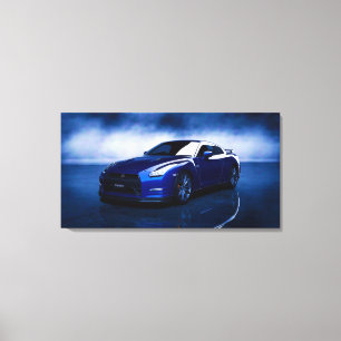Nissan GT-R Blauwe Kwaliteit Canvas Afdruk