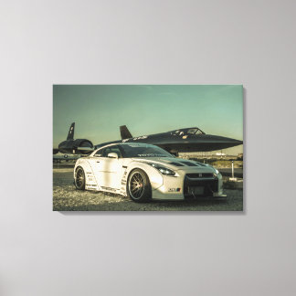 NISSAN GT-R LIBERTY WALK MET SR-71 BLACKBIRD CANVAS AFDRUK