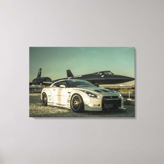 NISSAN GT-R LIBERTY WALK MET SR-71 BLACKBIRD CANVAS AFDRUK (Voorkant)