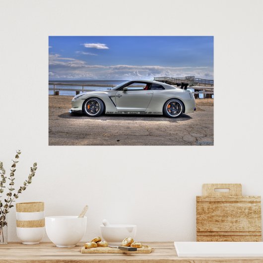 Nissan GT-R op Paradise Cove Poster (Keuken)