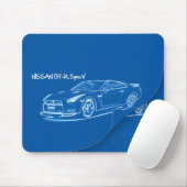 Nissan GT-R SpecV Blueprint Mousepad Muismat (Met muis)