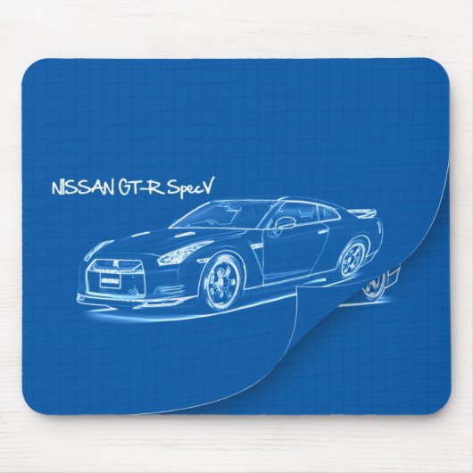 Nissan GT-R SpecV Blueprint Mousepad Muismat (Voorkant)
