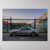 Nissan Skyline GT-R34 in het centrum van Los Angel Poster (Voorkant)